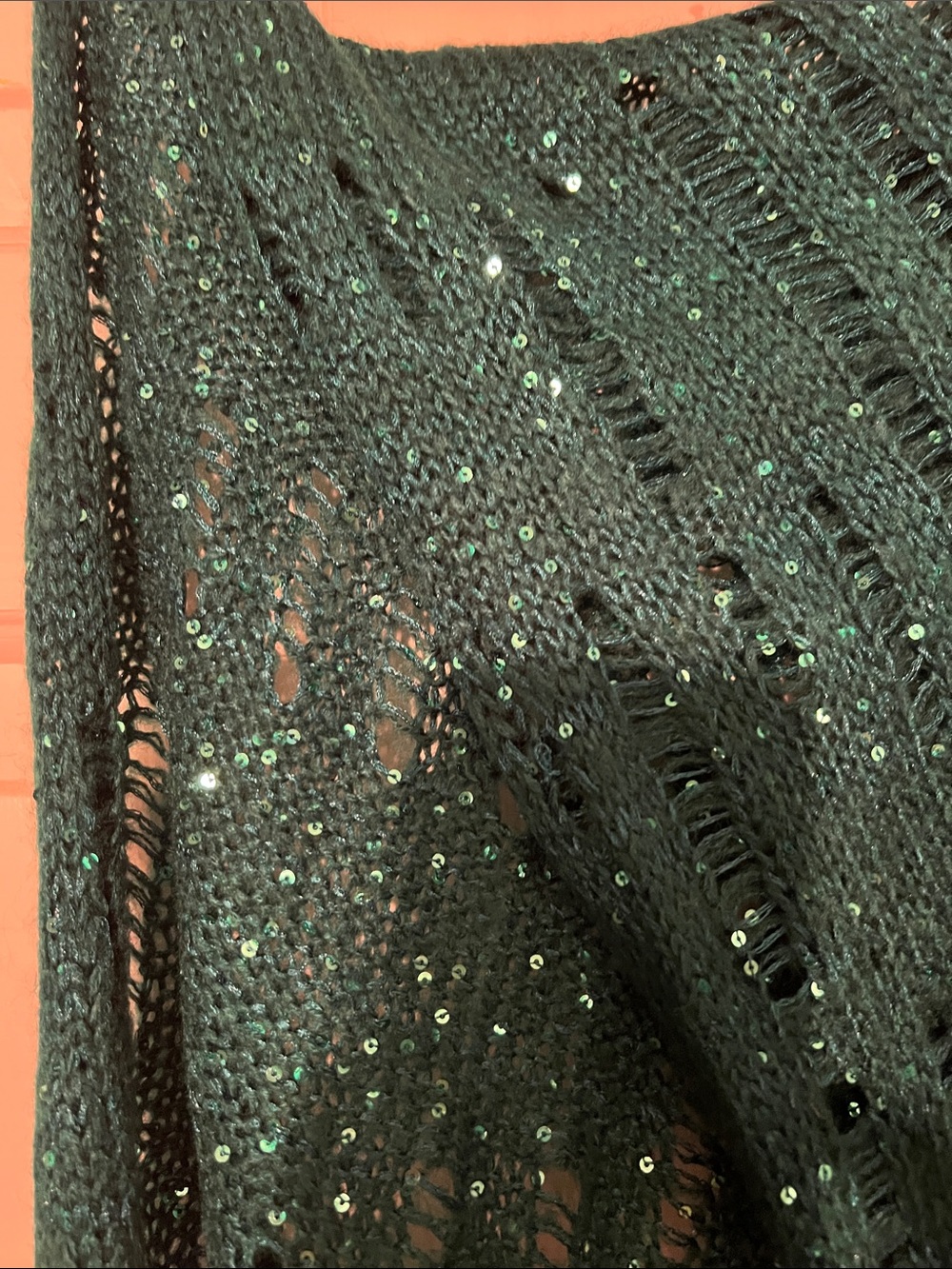 Teal Knit Infinity Scarf with Sequins